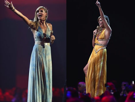Heidi Klum con dos de los looks que lució en los MTV EMA 2012