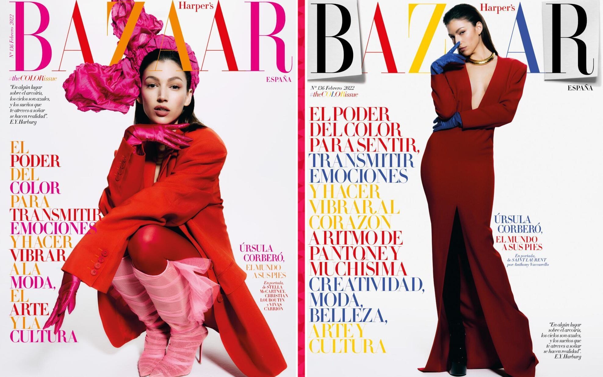 Úrsula Corberó, portada de Harper's Bazaar España febrero 2022 | Fotos: Twitter @harpersbazaarES
