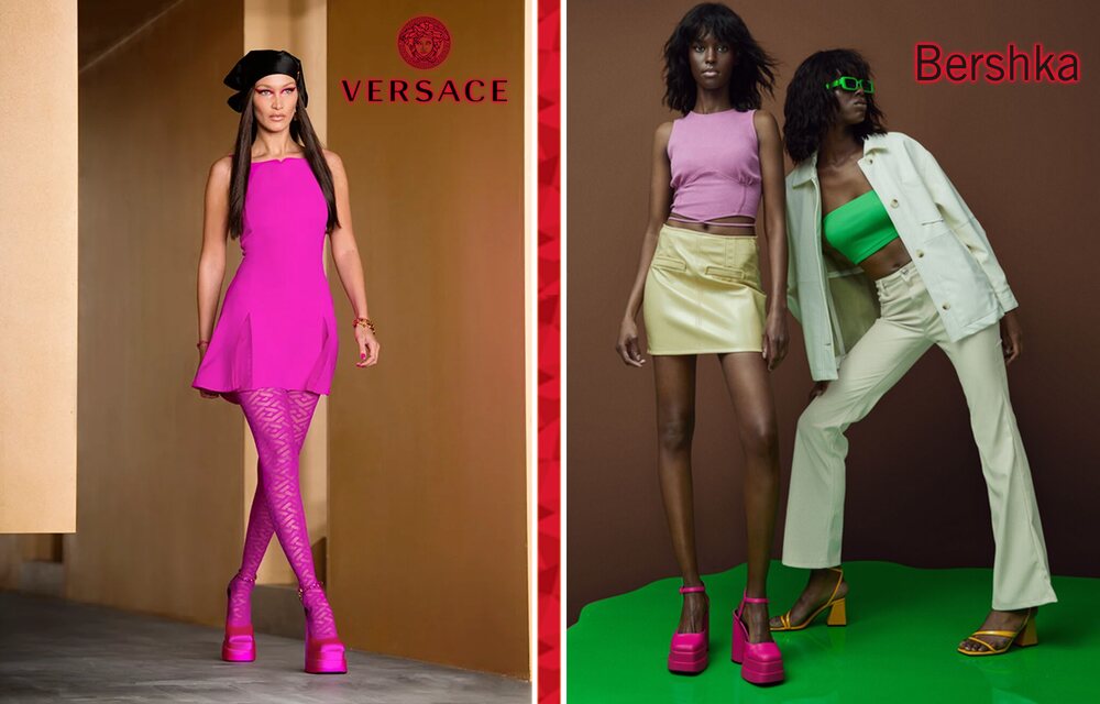El modelo de Versace vs. El modelo de Bershka | Fotos: Versace y Bershka