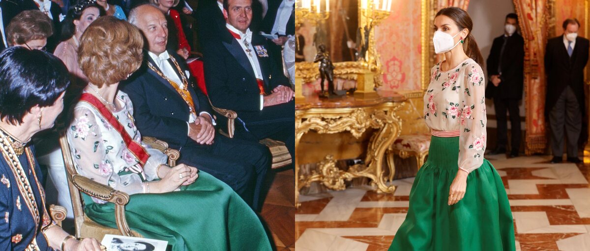 La Reina Letizia recuperó el vestido verde de Valentino de la Reina Sofía en 2022