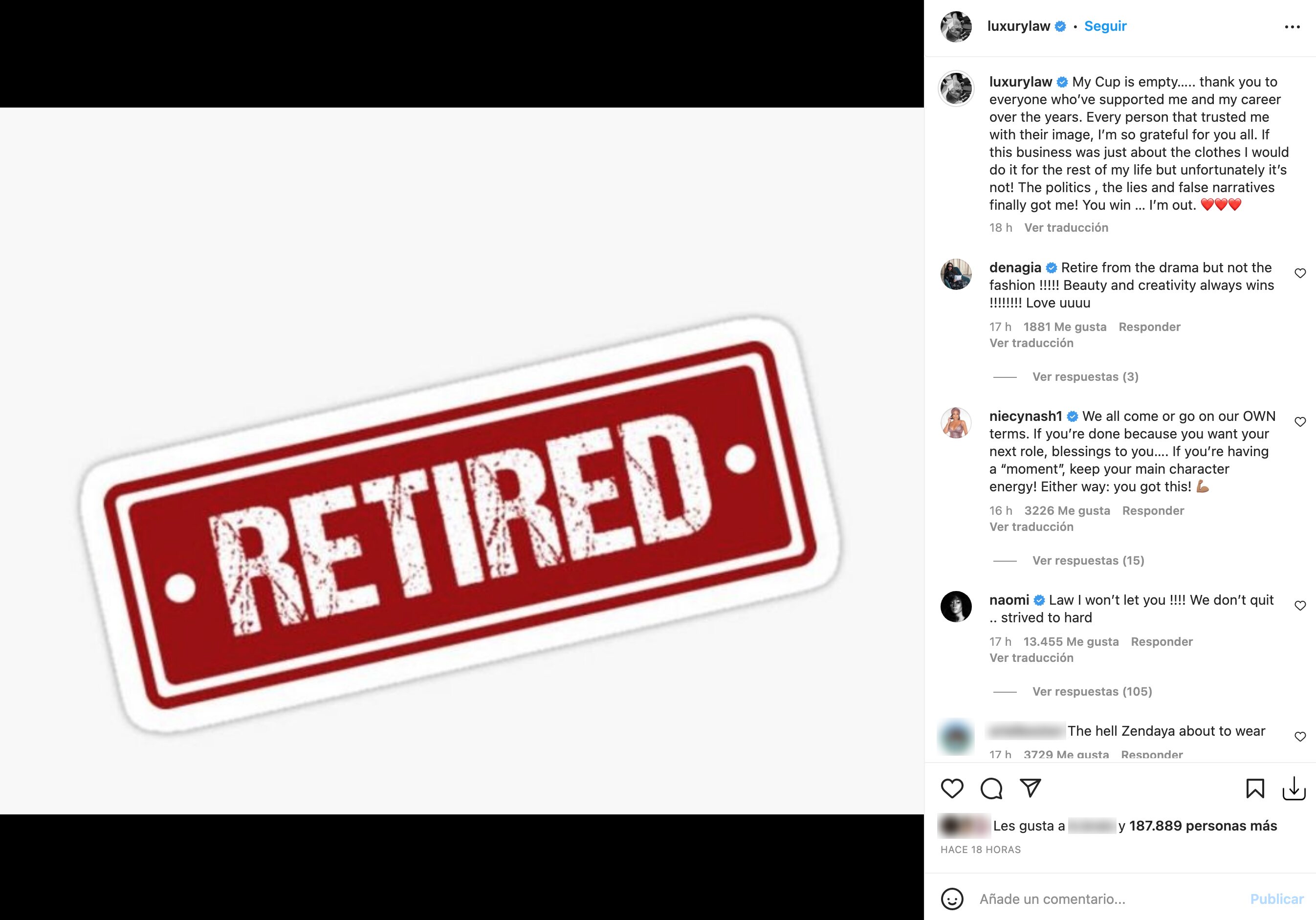Law Roach announced his retirement through his Instagram account