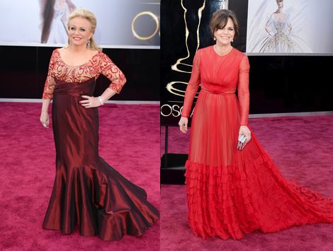 Sally Field y Jacki Weaver no escogieron el vestido adecuado para los Oscar 2013