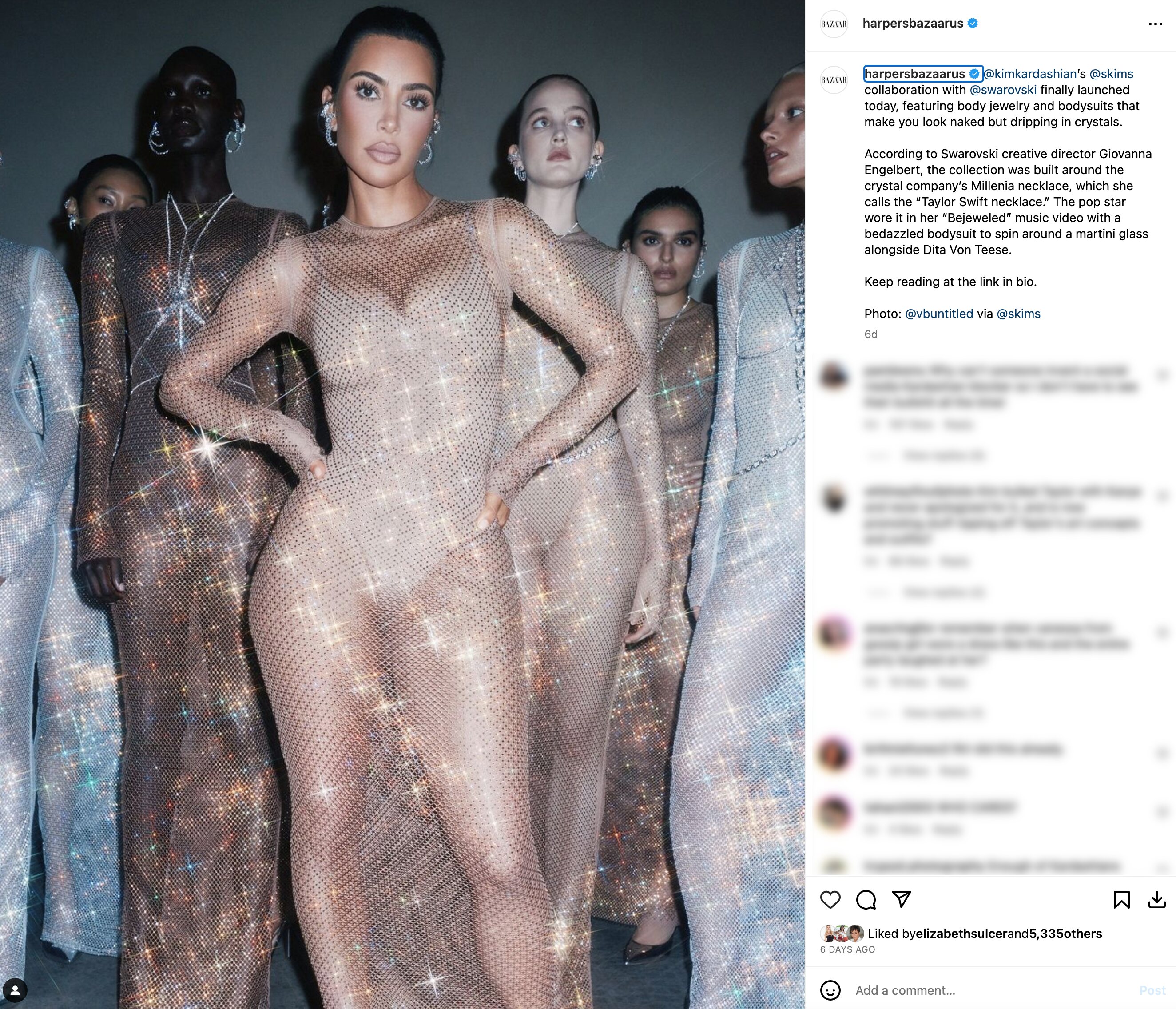 La colección de Skims x Swarovski está inspirada en 'Bejeweled' de Taylor Swift | Foto: Instagram