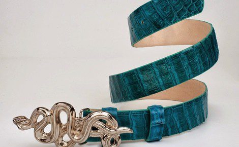Cinturón azul com hebilla intercambiable de Marcela Arango