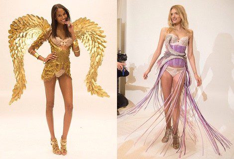 Las modelos Cindy Bruna y Lily Donaldson preparadas para dar el salto al runway de Victoria's Secret en Londres