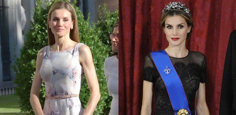 La Reina Letizia con un vestido lápiz y otro de gala