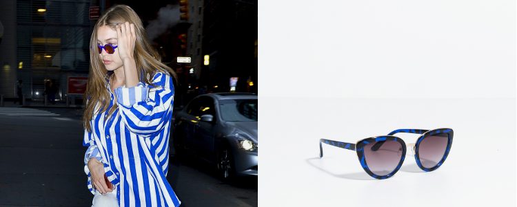 Las gafas de sol, único accesorio del look de Gigi Hadid