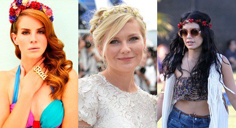 Lana del Rey, Kirsten Dunst y Vanessa Hudgens luciendo diademas de flores