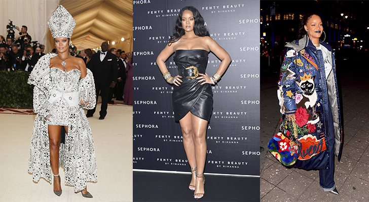 Varios looks de Rihanna en 2017 y 2018