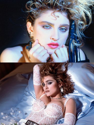 Madonna en 'Madonna' (Arriba) / Madonna en 'Like a Virgin' (Abajo)