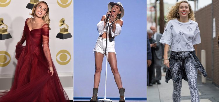 Varios looks de la cantante Miley Cyrus en 2017