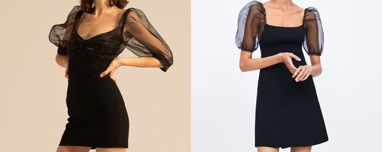 A la izquierda el diseño de Gala González y a la derecha el diseño de Zara