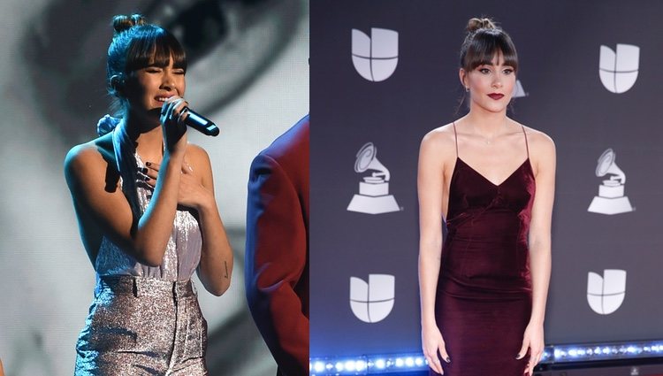Aitana durante la alfombra roja y su actuación en los Grammy Latinos 2019