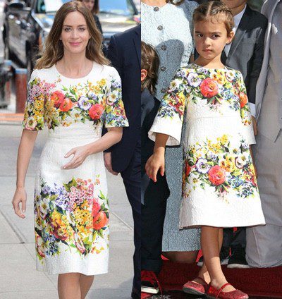 La moda no entiende de edades: el vestido floral que lucieron Emily Blunt y la pequeña Vida Alves McConaughey