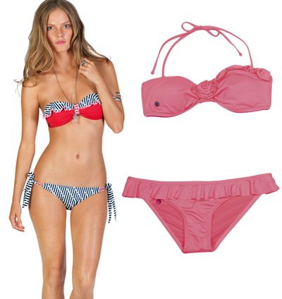 Rayas, topos y colores pastel en la colección de bikinis Volcom para este verano 2012