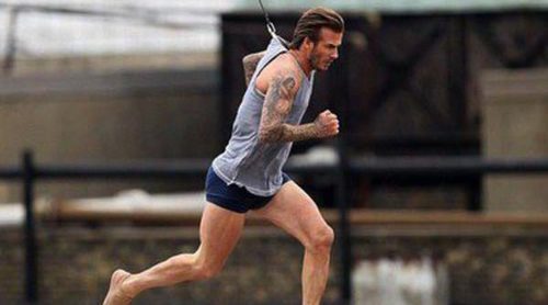 David Beckham corre sobre los tejados de Londres en el rodaje de su nuevo anuncio para H&M