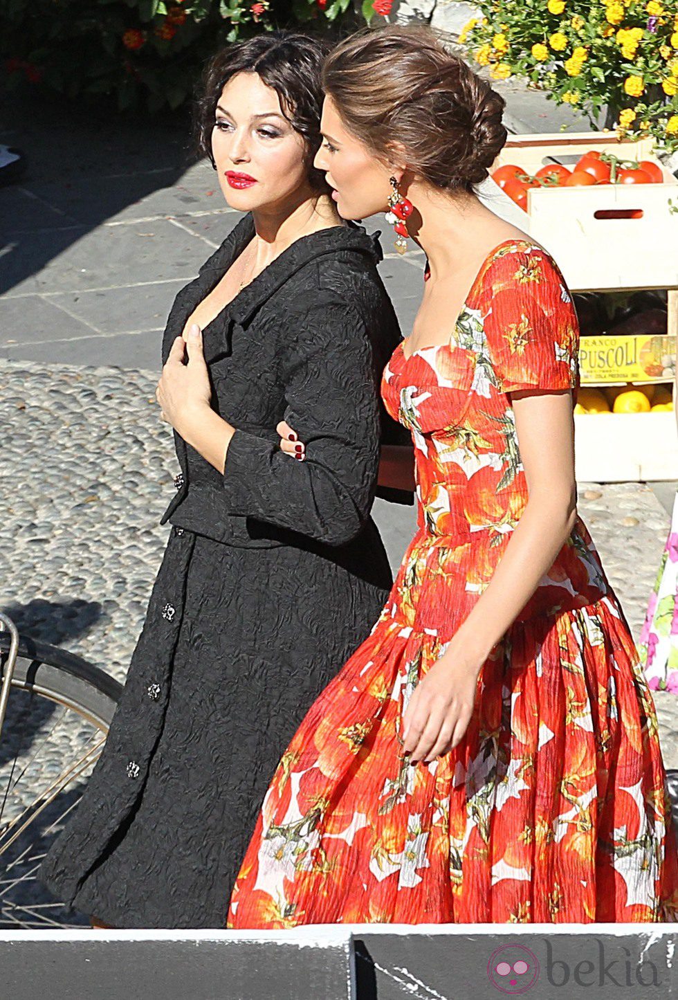 Monica Bellucci durante la grabación del spot Dolce&Gabbana junto a Bianca Balti