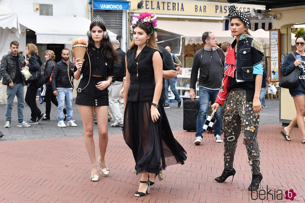 Sonia Ben Ammar, Thylane Blondeau y Zendaya para la primavera/verano 2017 de Dolce & Gabbana
