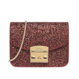 Bolso de mano con purpurina roja de Furla colección Navidad 2016