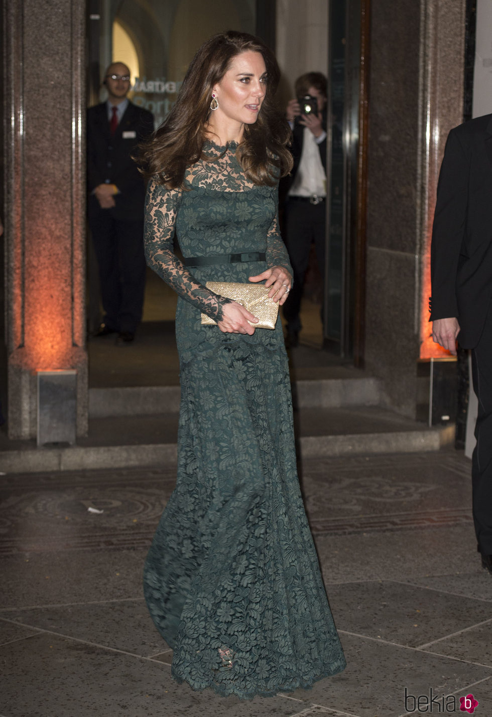 Kate Middleton con un vestido verde de encaje en Londres
