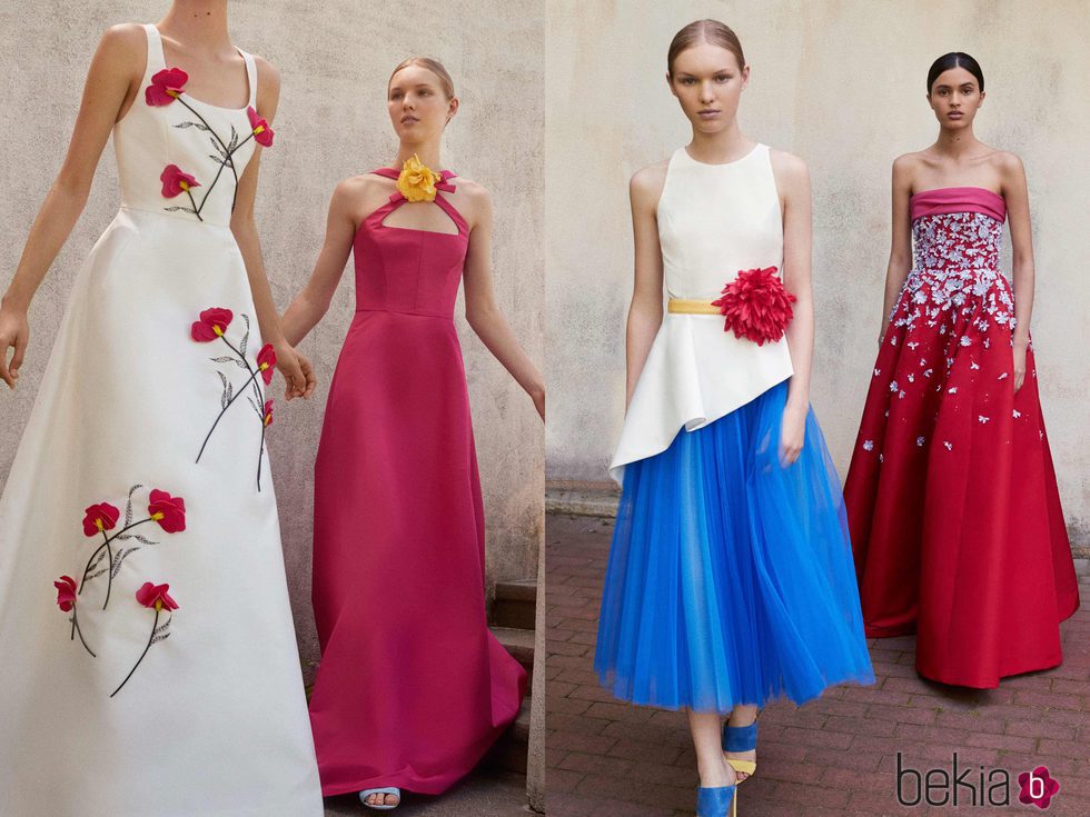 Flores incrustadas en los vestidos de la Colección Resort 2018 de Carolina Herrera