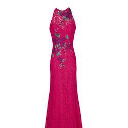 Vestido largo rosa estampado de la nueva colección de fiesta de Pronovias 2018