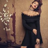 Irina Shayk con vestido negro de Blumarine para la campaña otoño/invierno 2017/2018