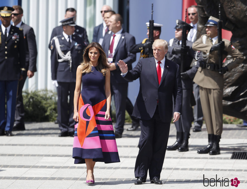 Melania Trump con un diseño Delpozo en Polonia