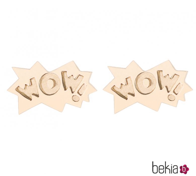 Pendientes con diseño 'Wow' en oro rosa de la colección ' The Powerpuff Girls x Apodemia'