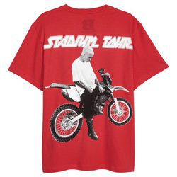 Camiseta de color rojo con estampado de moto de la colección de H&M con Justin Bieber