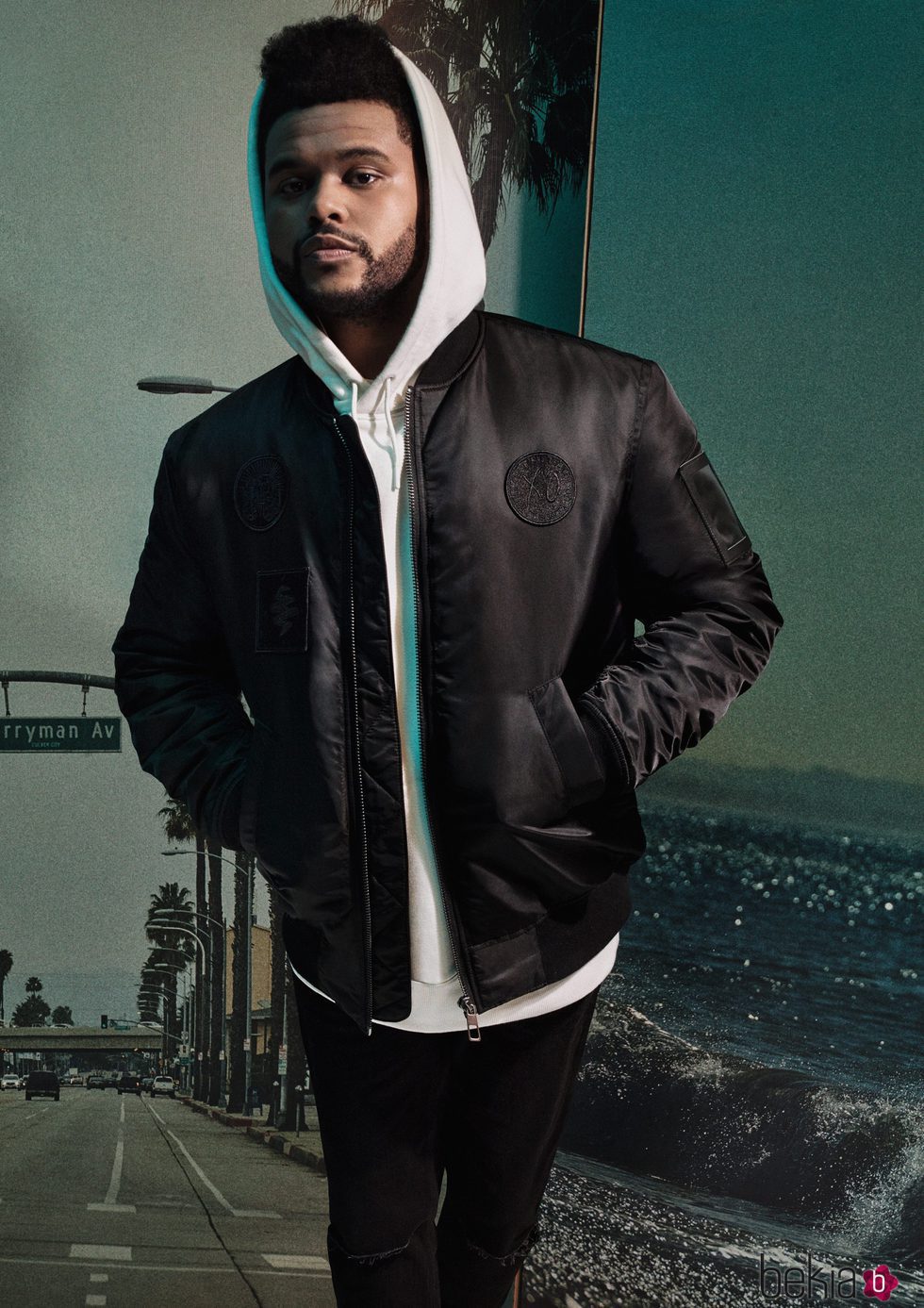 Bomber negra de la nueva colección de H&M con The Weeknd de otoño/invierno 2017/2018
