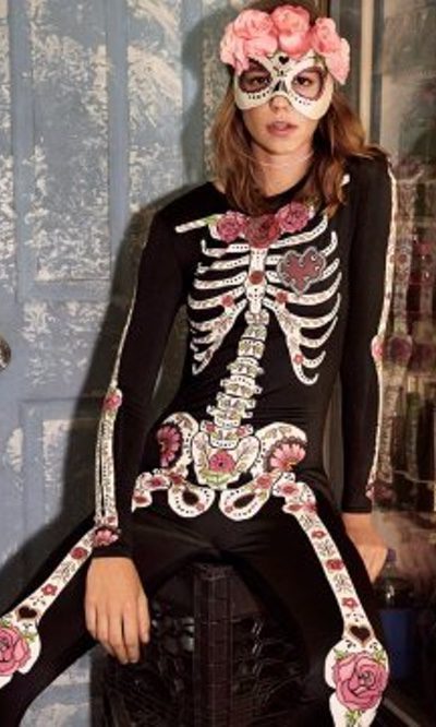 Disfraz y antifaz de esqueleto de mujer de la colección especial Halloween de H&M
