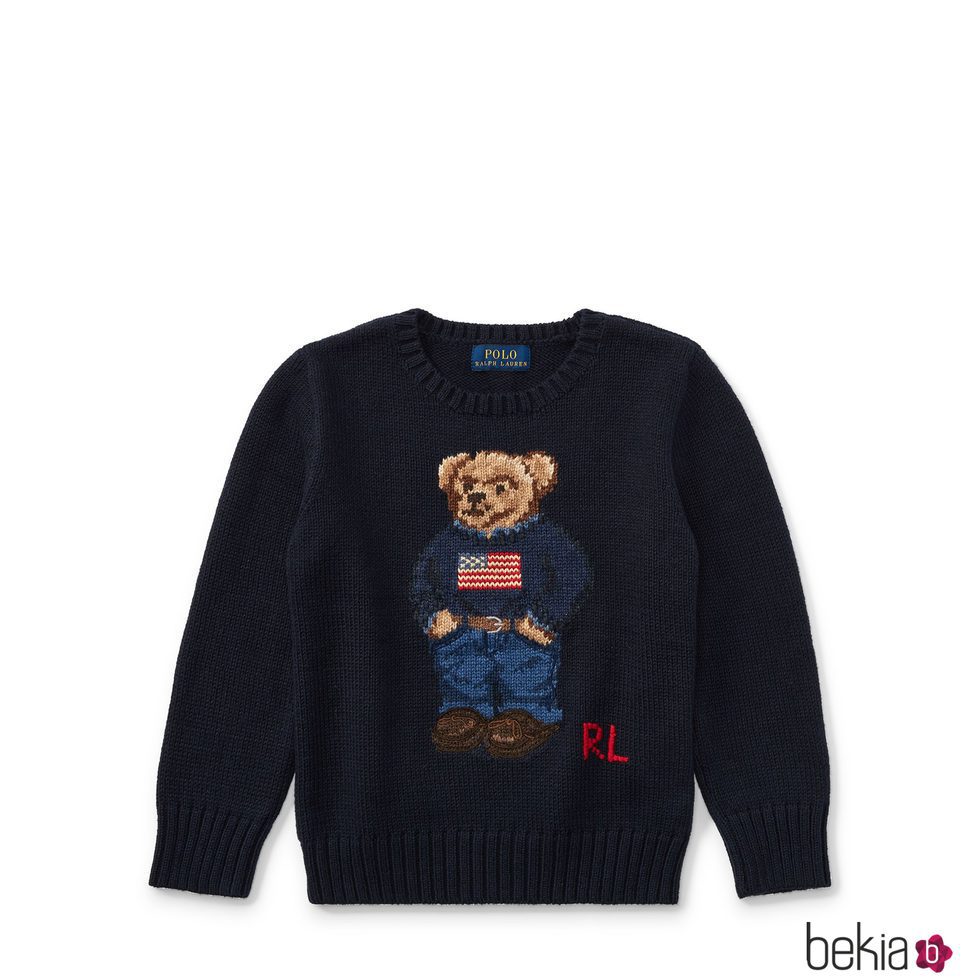 Jersey de niño con detalle de oso de la selección de prendas de navidad de Ralph Lauren Childrenswear