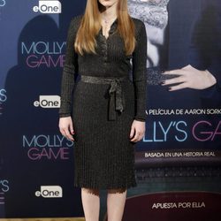 Jessica Chastain en la presentación de la película 'Molly's game' en Madrid