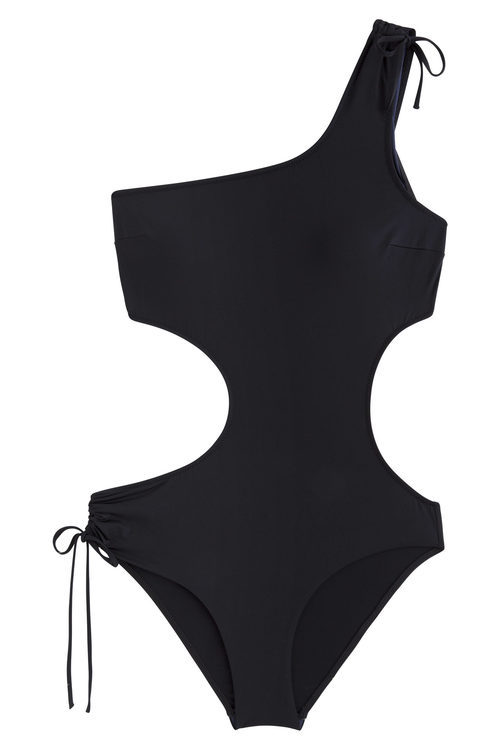 Traje de baño negro con abertura de la colección Beachwear SS18 de Oysho