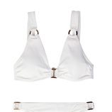 Biquini blanco con detalles dorados de la colección Beachwear SS18 de Oysho