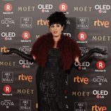 Rossy de Palma con un vestido de paillettes en la alfombra roja de los Premios Goya 2018