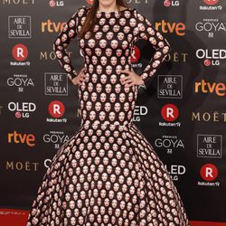 Pepa Charro con un look peculiar en la alfombra roja de los Premios Goya 2018