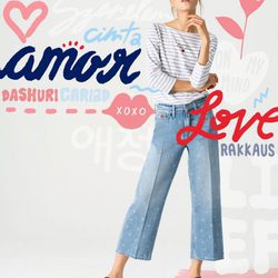 Jeans anchos con corazones all-over de la colección TommyXLove para San Valentín de Tommy Hilfiger