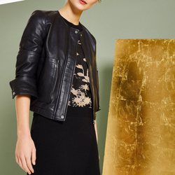 Falda negra con chaqueta de piel de la colección primavera/verano 2018 de Trucco