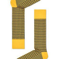 Calcetines amarillos con estampado de lineas de Happy Socks para la Nueva Colección de hombre 2018