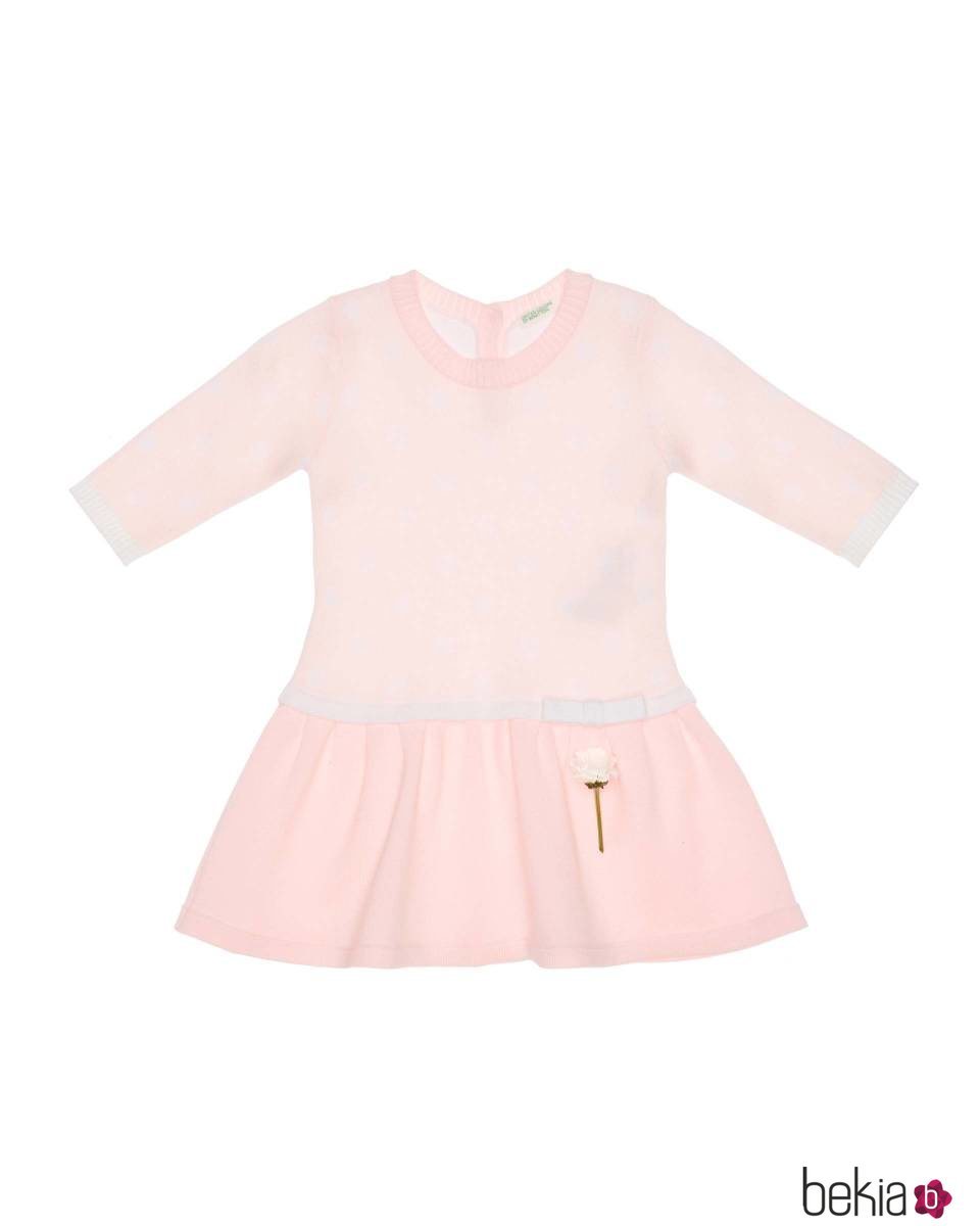 Vestido rosa para bebé de manga larga de la nueva colección de primavera de Benetton 2018