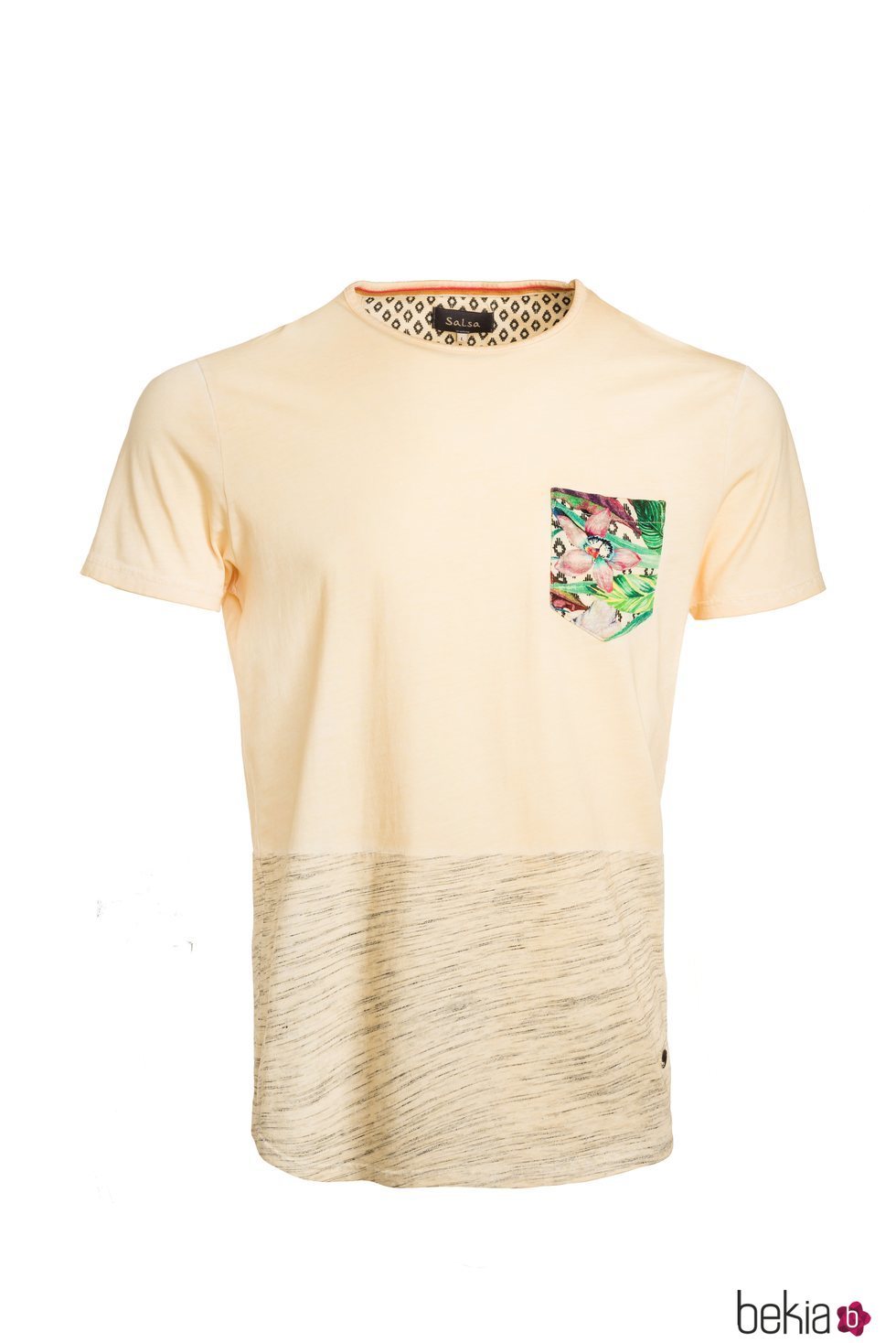 Camisa amarilla con el bolsillo de estampado tropical de Salsa para la primavera 2018