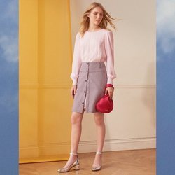 Blusa rosa a rayas con las mangas abullonadas de la nueva colección de MAX&Co primavera/verano 2018