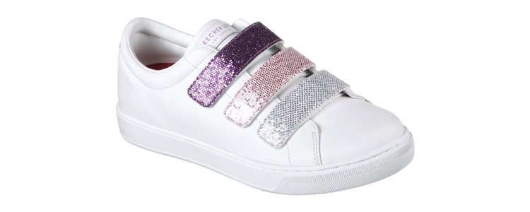 Zapatillas blancas con las tiras de brillantes de Skechers Street 2018