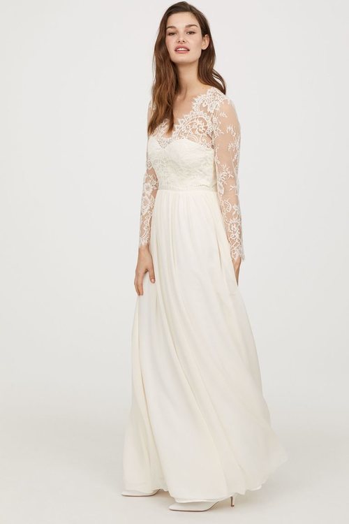 Vestido de novia de tiro largo y encaje de H&M Bridal low cost