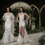 Blanca Romero y Lucía Rivera desfilando con la colección Atelier 2019 de Pronovias en la Barcelona Bridal Fashion Week 2018