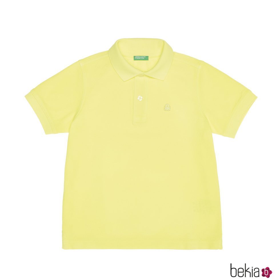 Polo de algodón amarillo de la nueva línea de Benetton Kids