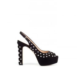 Zapatos block heels de Zara en ante negro con apliques de cristal