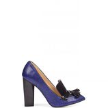 Zapatos block heels de Zara en tono azul y estampado pitón